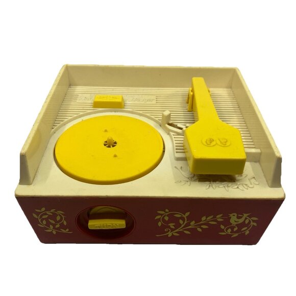Vintage 1971 Fisher Price Kids Musical Wind Up Record Player Red Plastic Discs - Picture 1 of 13